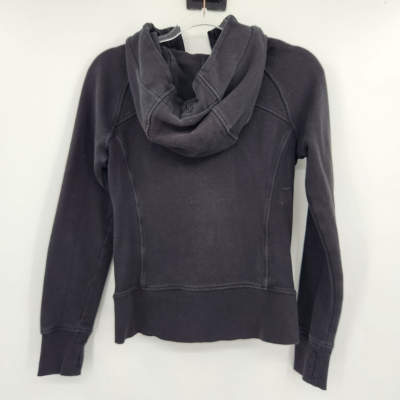Lululemon Scuba Full Zip Hoodie Jacket Womens Size 4 Black Cotton Fleece *faded* - Picture 7 of 7
